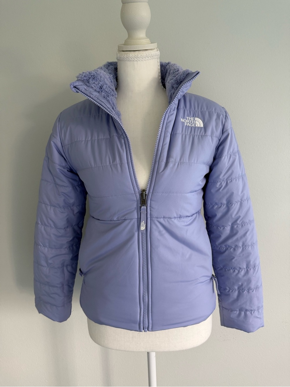 The North Face Girl’s Reversible Mossbud Swirl Jacket, Sweet Lavender, M (10-12)